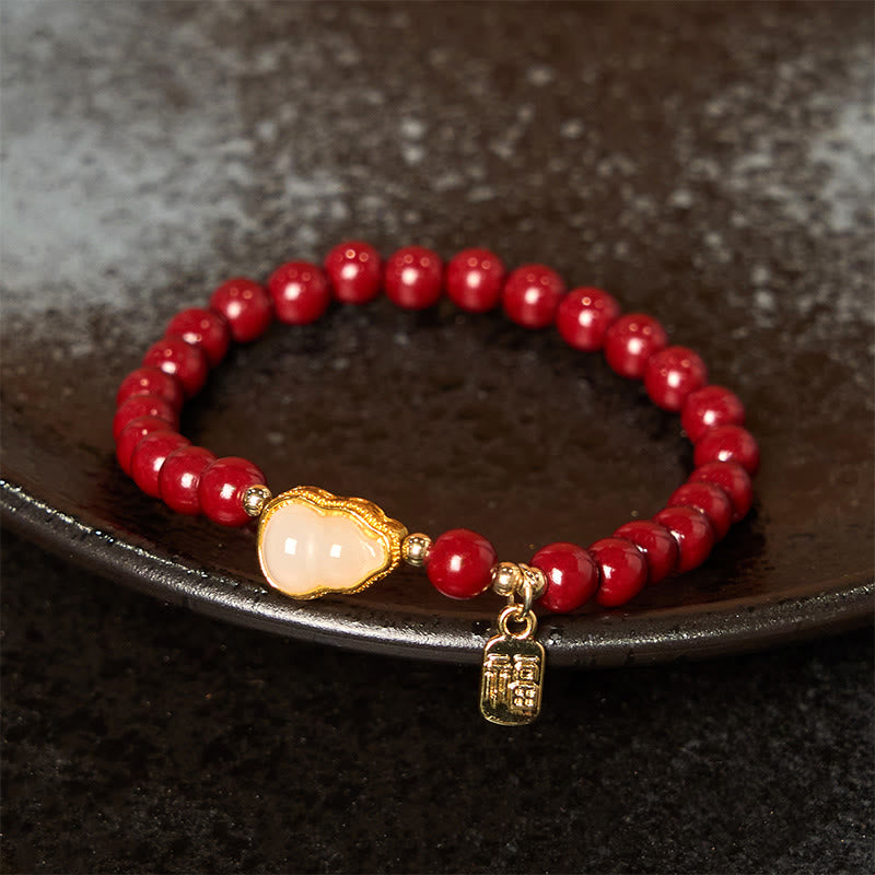 Bracelet de bénédiction avec breloque en forme de gourde de cinabre et Buddha Stones