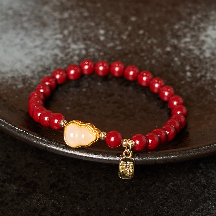 Bracelet de bénédiction avec breloque en forme de gourde de cinabre et Buddha Stones