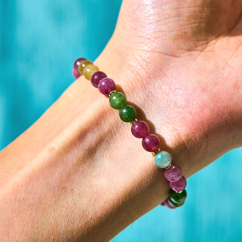 Bracelet porte-bonheur en tourmaline colorée avec Buddha Stones et chat positif - image 6