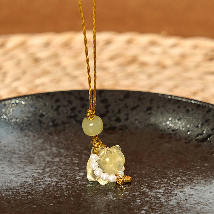 Buddha Stones en cristal rose, améthyste, citrine, perle, personnage Fu, chaton porte-bonheur, décoration à suspendre pour téléphone
