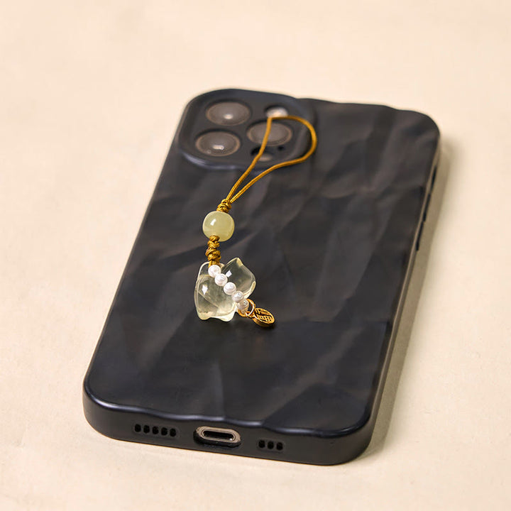 Buddha Stones en cristal rose, améthyste, citrine, perle, personnage Fu, chaton porte-bonheur, décoration à suspendre pour téléphone