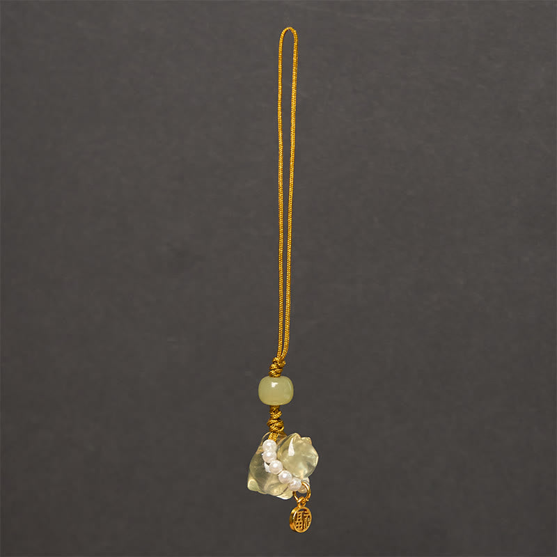 Buddha Stones en cristal rose, améthyste, citrine, perle, personnage Fu, chaton porte-bonheur, décoration à suspendre pour téléphone