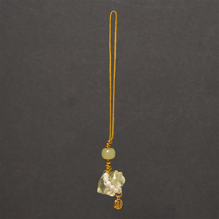 Buddha Stones en cristal rose, améthyste, citrine, perle, personnage Fu, chaton porte-bonheur, décoration à suspendre pour téléphone