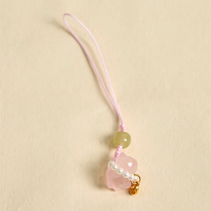 Buddha Stones en cristal rose, améthyste, citrine, perle, personnage Fu, chaton porte-bonheur, décoration à suspendre pour téléphone