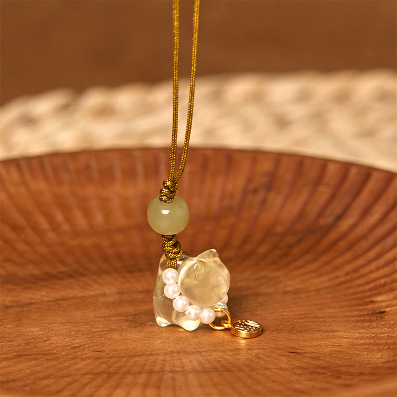 Buddha Stones en cristal rose, améthyste, citrine, perle, personnage Fu, chaton porte-bonheur, décoration à suspendre pour téléphone