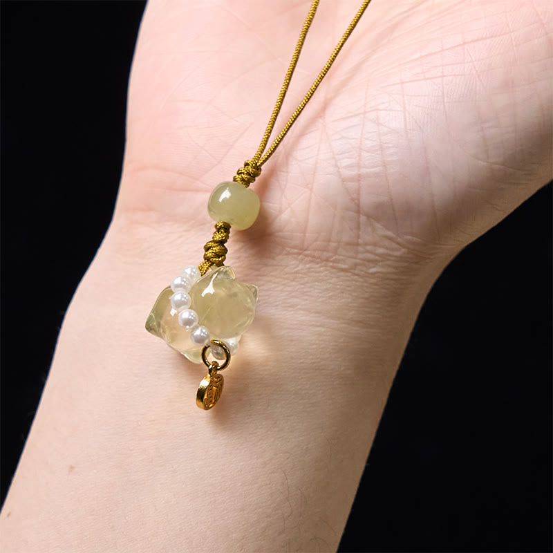 Buddha Stones en cristal rose, améthyste, citrine, perle, personnage Fu, chaton porte-bonheur, décoration à suspendre pour téléphone