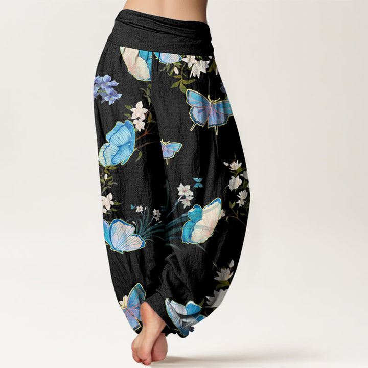 Pantalon sarouel décontracté à taille élastique pour femme avec motif papillon et fleur Buddha Stones - image 3