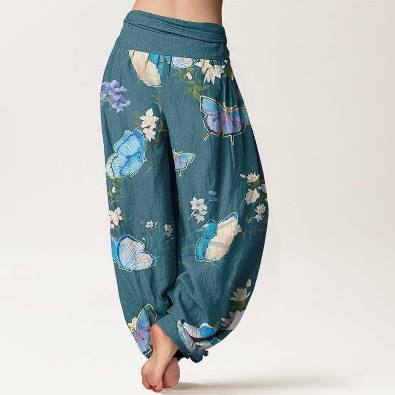 Pantalon sarouel décontracté à taille élastique pour femme avec motif papillon et fleur Buddha Stones - image 7