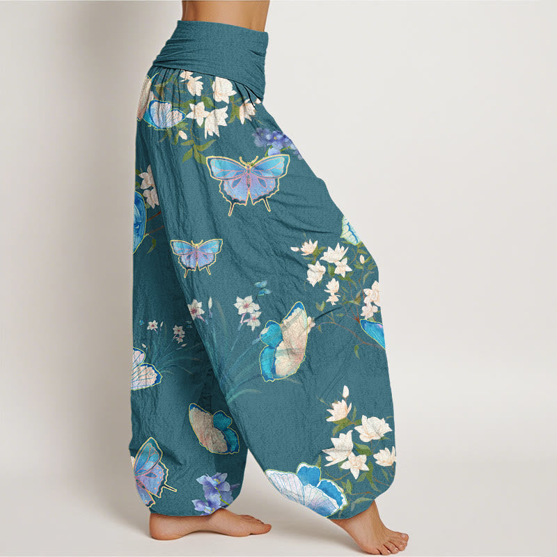 Pantalon sarouel décontracté à taille élastique pour femme avec motif papillon et fleur Buddha Stones - image 6