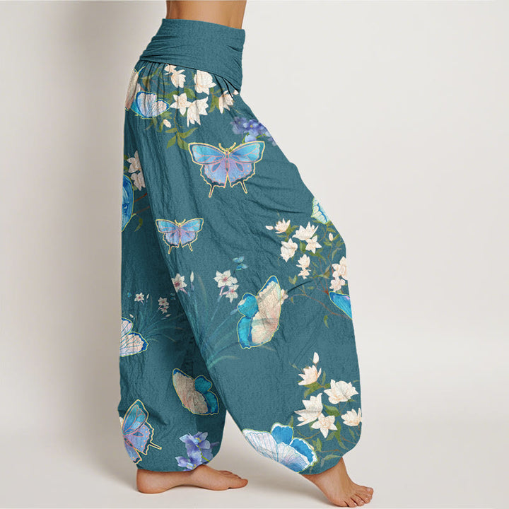Pantalon sarouel décontracté à taille élastique pour femme avec motif papillon et fleur Buddha Stones - image 6