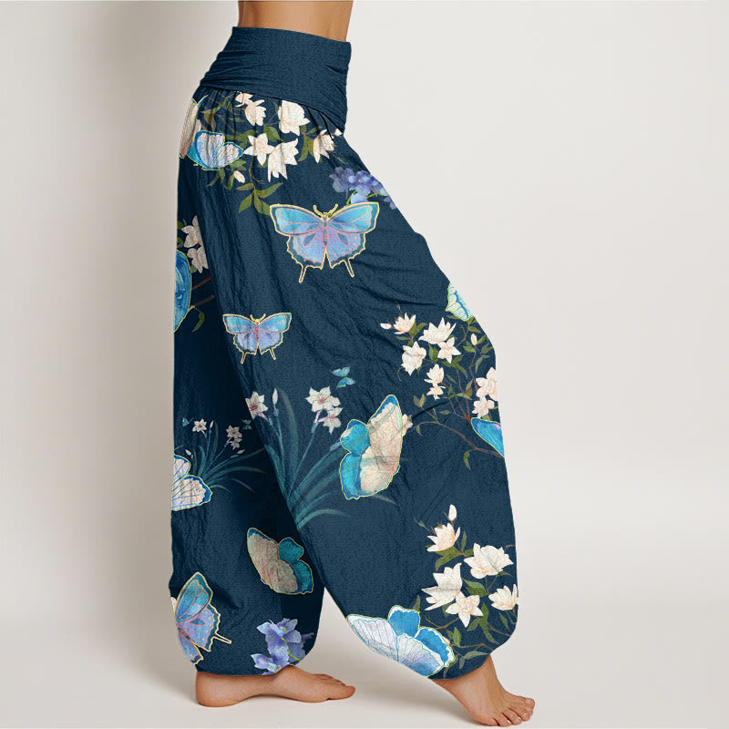 Pantalon sarouel décontracté à taille élastique pour femme avec motif papillon et fleur Buddha Stones - image 9