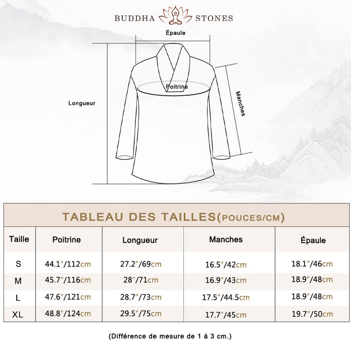 Ensemble 2 pièces en coton et lin pour femme, Buddha Stones en V, manches trois-quarts, pantalon, méditation, zen, tai-chi - image 3