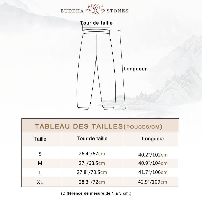 Ensemble 2 pièces en coton et lin pour femme, Buddha Stones en V, manches trois-quarts, pantalon, méditation, zen, tai-chi - image 4