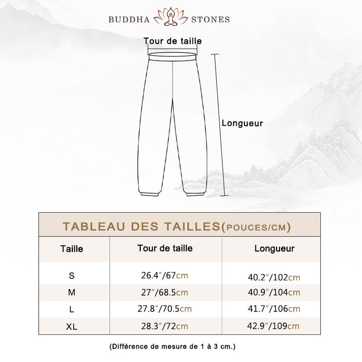 Ensemble 2 pièces en coton et lin pour femme, Buddha Stones en V, manches trois-quarts, pantalon, méditation, zen, tai-chi - image 4