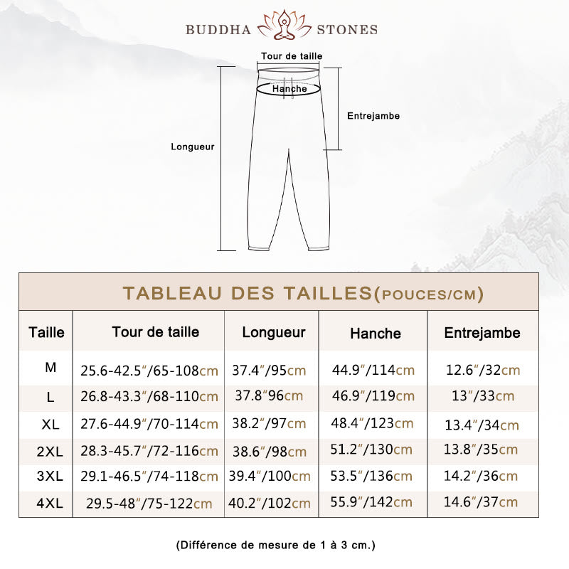 Chemise à manches longues et pantalon pour homme avec boutons de grenouille et Buddha Stones