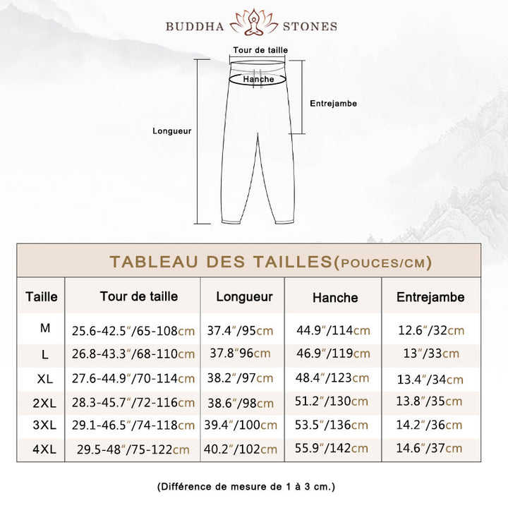 Chemise à manches longues et pantalon pour homme avec boutons de grenouille et Buddha Stones