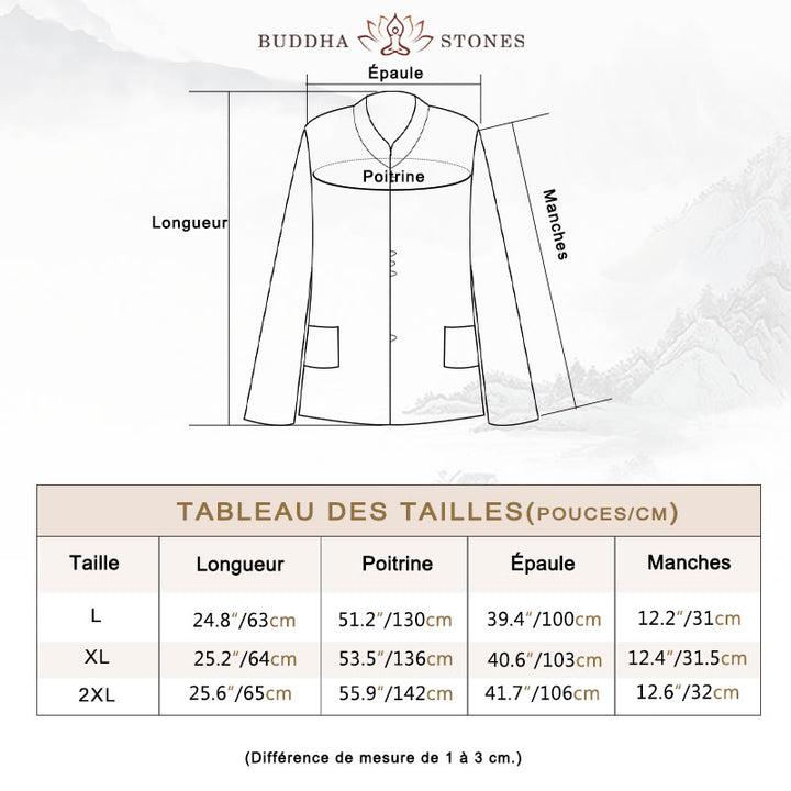 Chemise décontractée à manches longues et col en V avec Buddha Stones , grande taille, couleur unie, en coton et lin, pour femmes - image 3