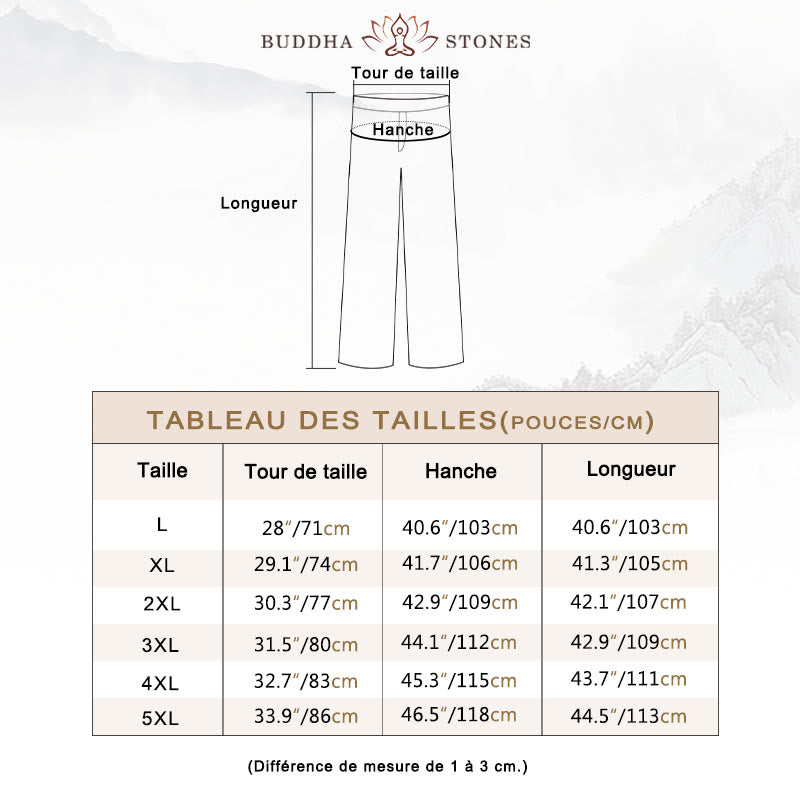 Pantalon large en velours côtelé de coton de couleur unie Buddha Stones pour homme avec poches
