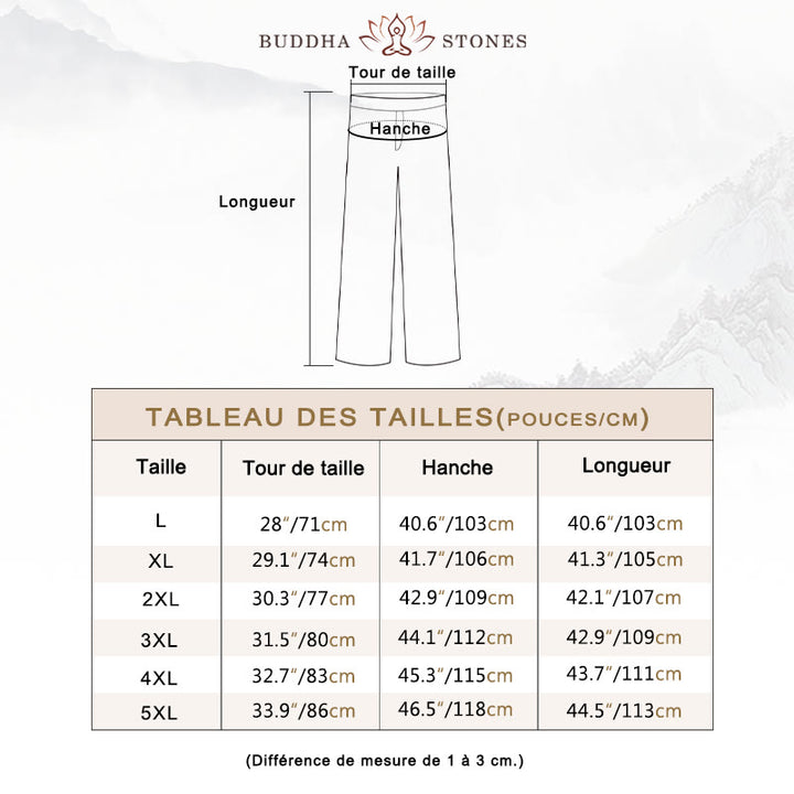 Pantalon large en velours côtelé de coton de couleur unie Buddha Stones pour homme avec poches
