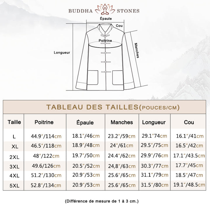 Ensemble 2 pièces pour homme avec chemise à manches longues et pantalon en coton à boutons de Buddha Stones - image 3