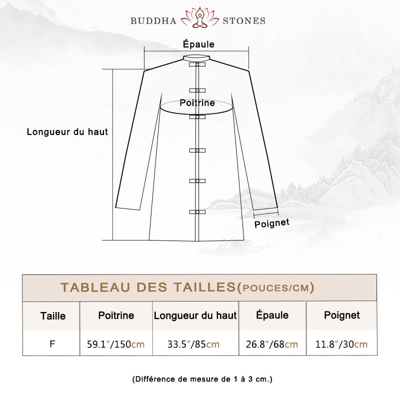 Chemise à boutons de grenouille unie avec Buddha Stones Haut de méditation Zen Tai Chi Vêtements Veste en coton et lin - image 3