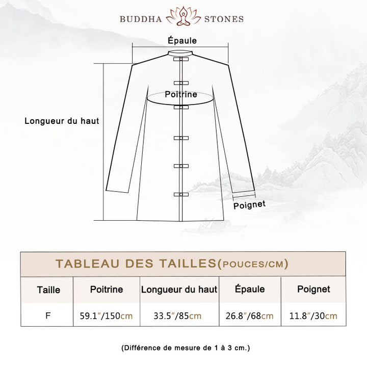 Chemise à boutons de grenouille unie avec Buddha Stones Haut de méditation Zen Tai Chi Vêtements Veste en coton et lin - image 3