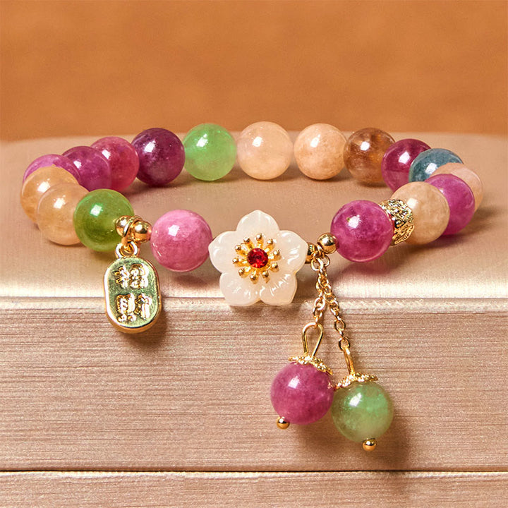 Bracelet porte-bonheur en tourmaline naturelle et Buddha Stones