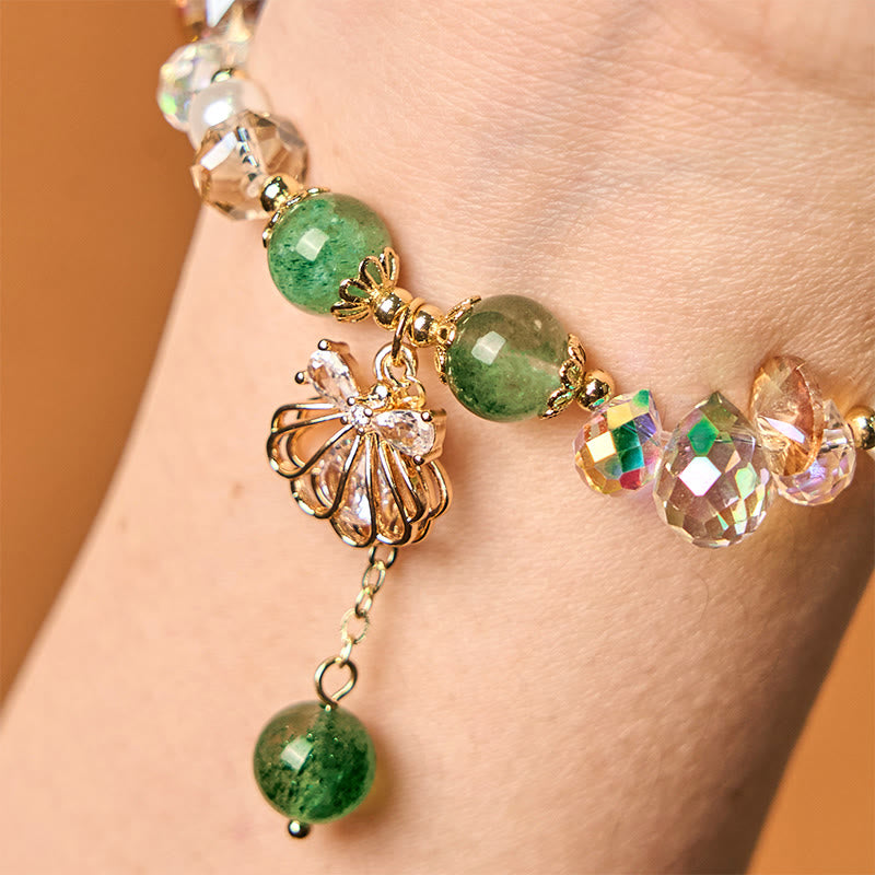 Bracelet positif en quartz fraise naturel et perles de coquillage Buddha Stones