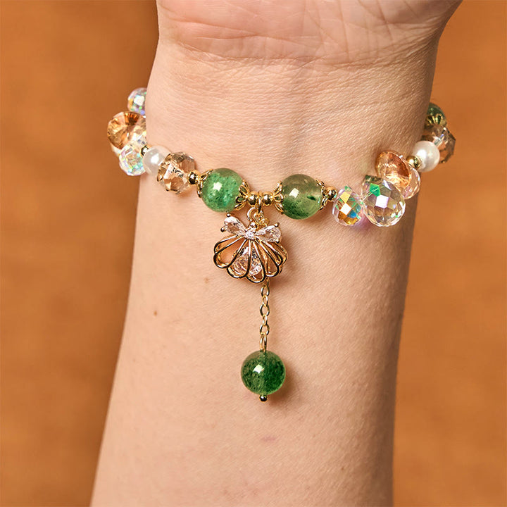 Bracelet positif en quartz fraise naturel et perles de coquillage Buddha Stones