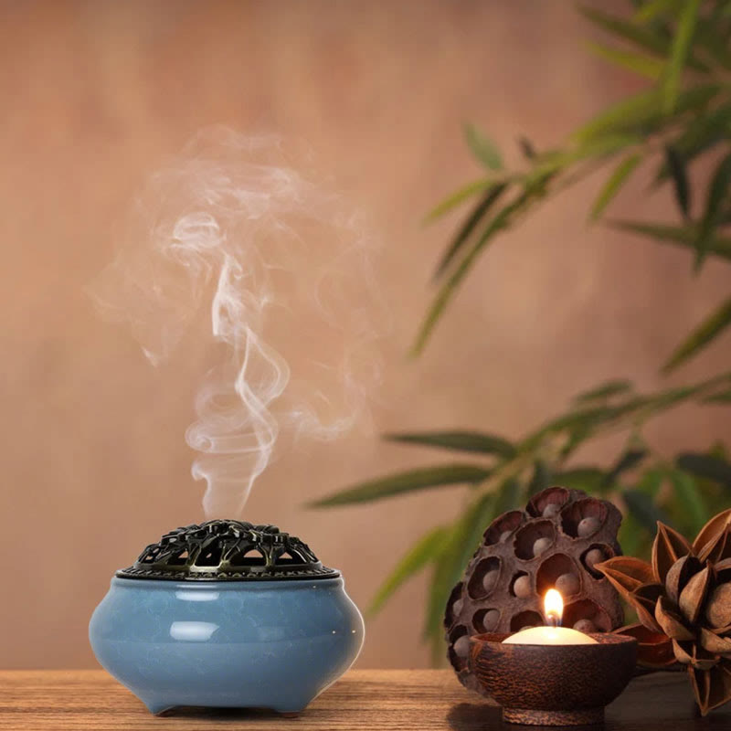 Brûleur d'encens en céramique coloré Buddha Stones