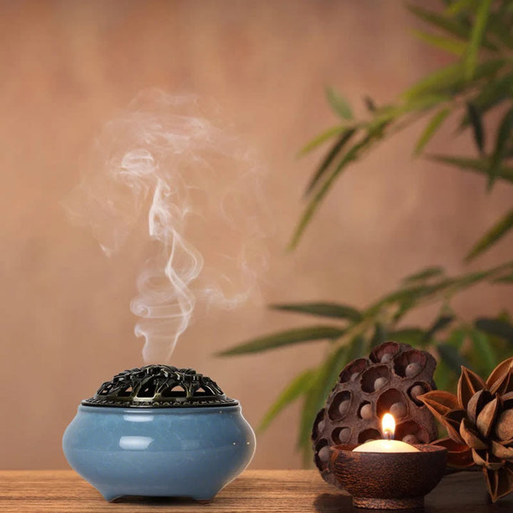 Brûleur d'encens en céramique coloré Buddha Stones