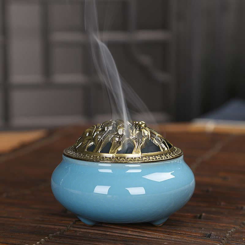 Brûleur d'encens en céramique coloré Buddha Stones