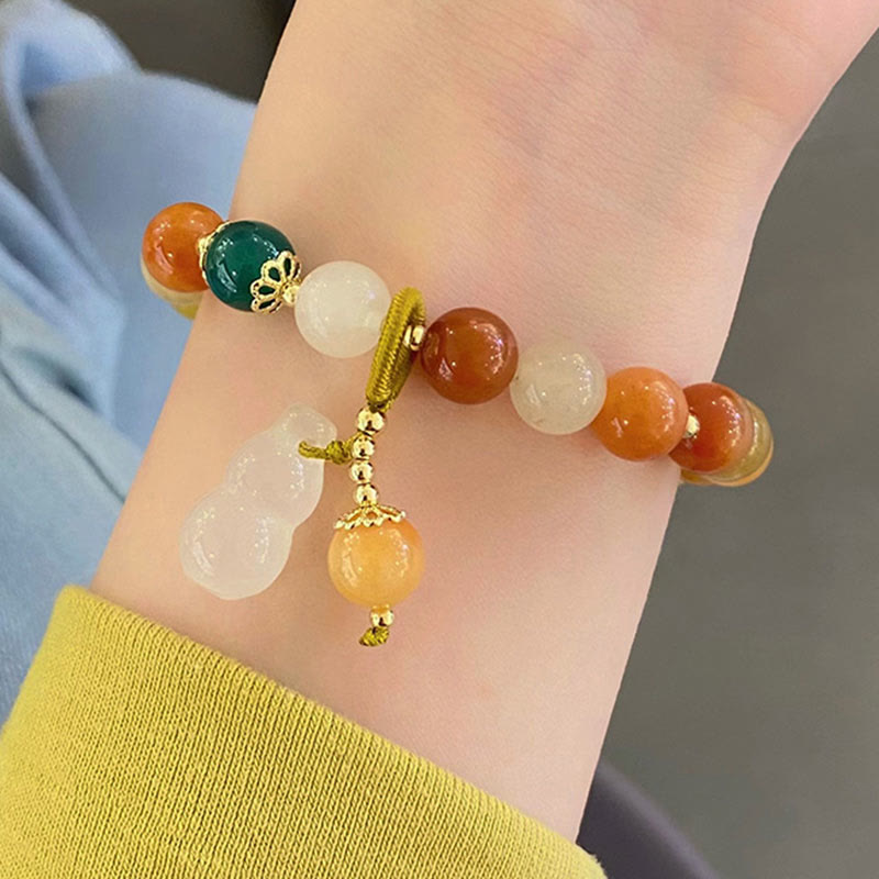 Bracelet porte-bonheur en perles de jade et soie dorées, Buddha Stones