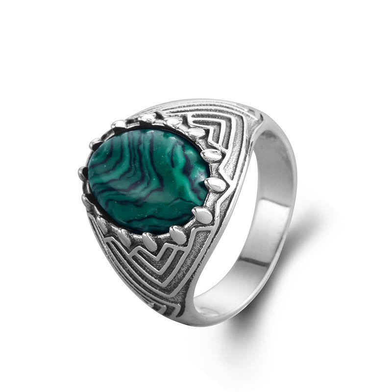 Bague de sérénité ovale vintage en argent sterling 925 et perles de malachite avec pierres de Buddha Stones - image 9