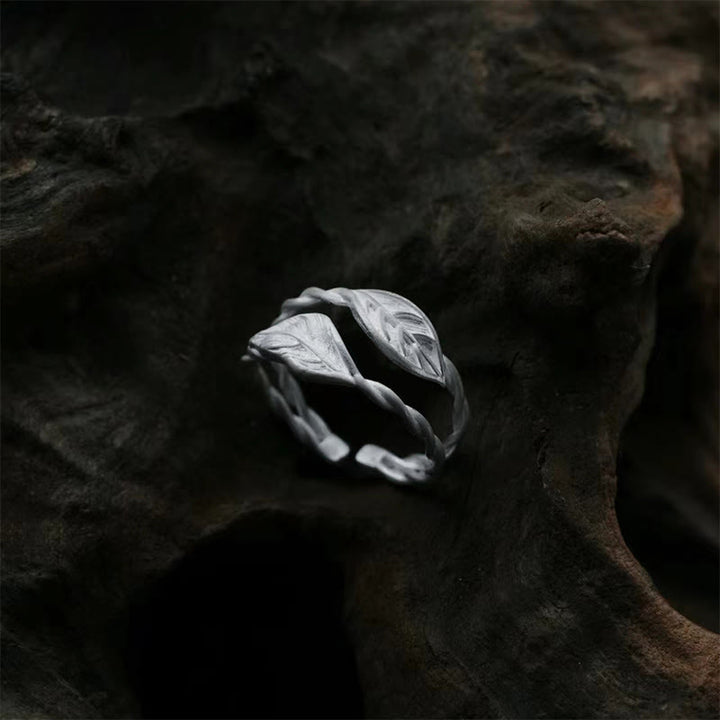 Bague ajustable en pierre de Bouddha et feuille de cuivre