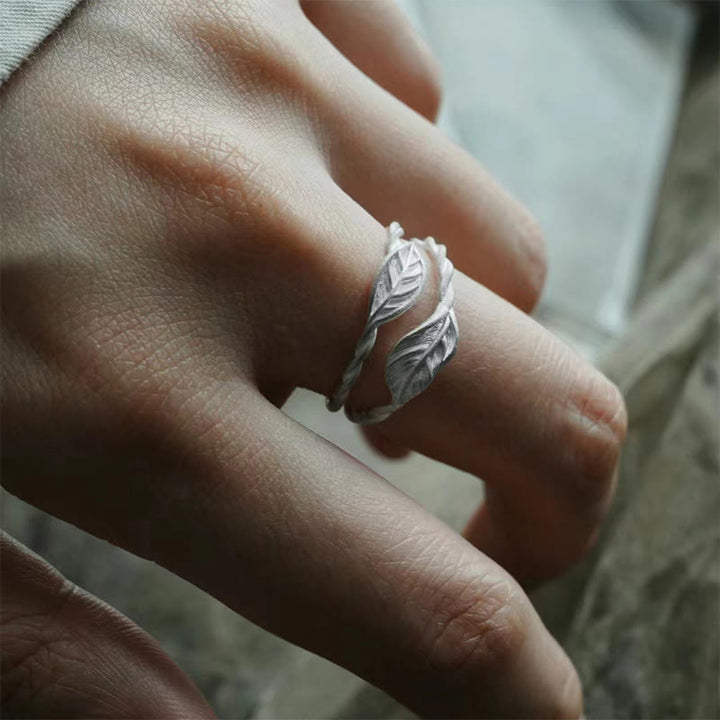 Bague ajustable en pierre de Bouddha et feuille de cuivre