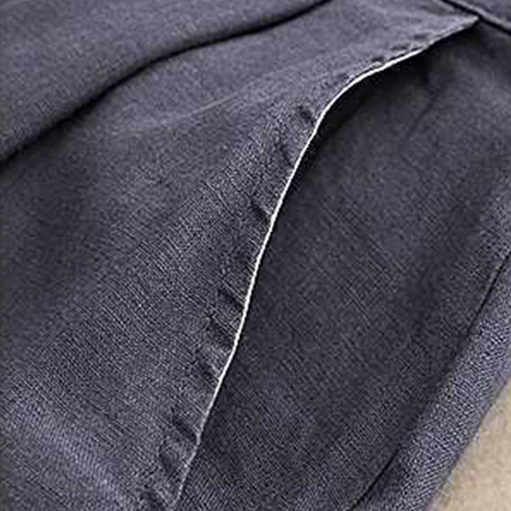 Short d'été décontracté en fibre acrylique avec fermeture éclair et boutons grenouille pour femme, couleur Buddha Stones , avec poches