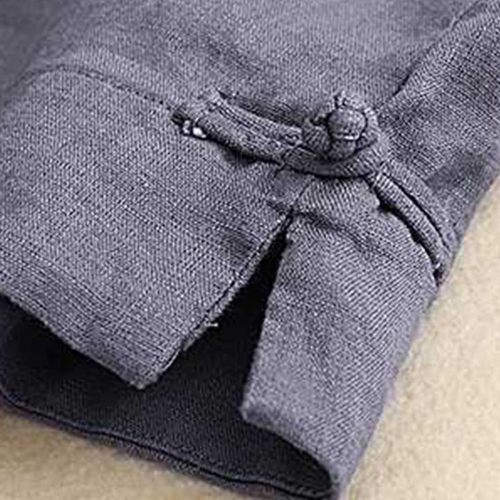 Short d'été décontracté en fibre acrylique avec fermeture éclair et boutons grenouille pour femme, couleur Buddha Stones , avec poches