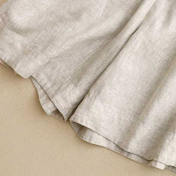 Short d'été décontracté en fibre acrylique avec fermeture éclair et boutons grenouille pour femme, couleur Buddha Stones , avec poches