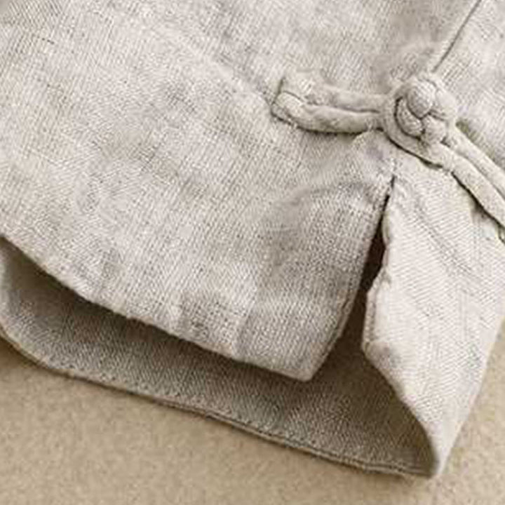 Short d'été décontracté en fibre acrylique avec fermeture éclair et boutons grenouille pour femme, couleur Buddha Stones , avec poches - image 19