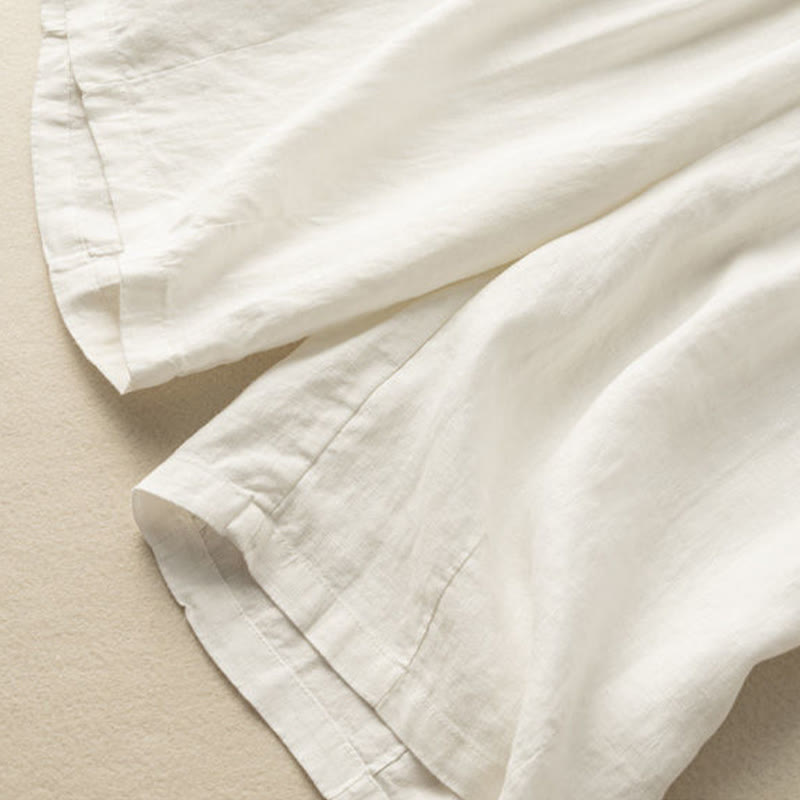 Short d'été décontracté en coton et lin avec poches pour femme, style Buddha Stones, uni, avec fermeture éclair et boutons - image 12