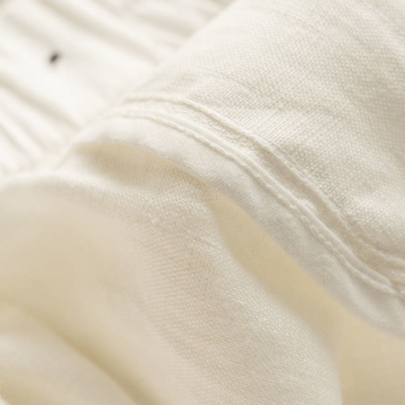 Short d'été décontracté en coton et lin avec poches pour femme, style Buddha Stones, uni, avec fermeture éclair et boutons - image 10