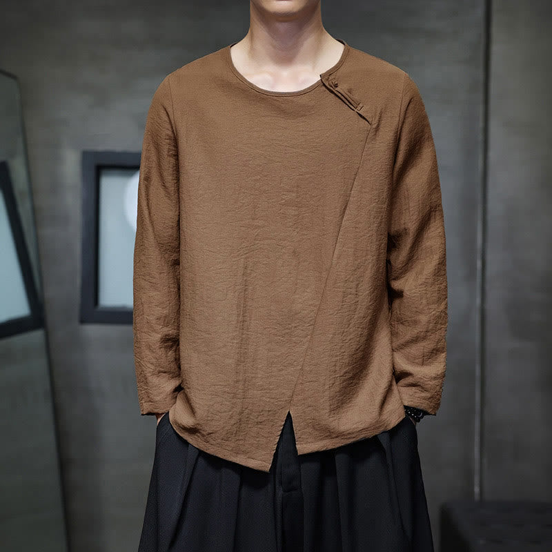 Chemises pour hommes en coton à manches longues et col rond Buddha Stones de couleur unie - Pérou - US/UK/AU44，EU54 (5XL) - image 34