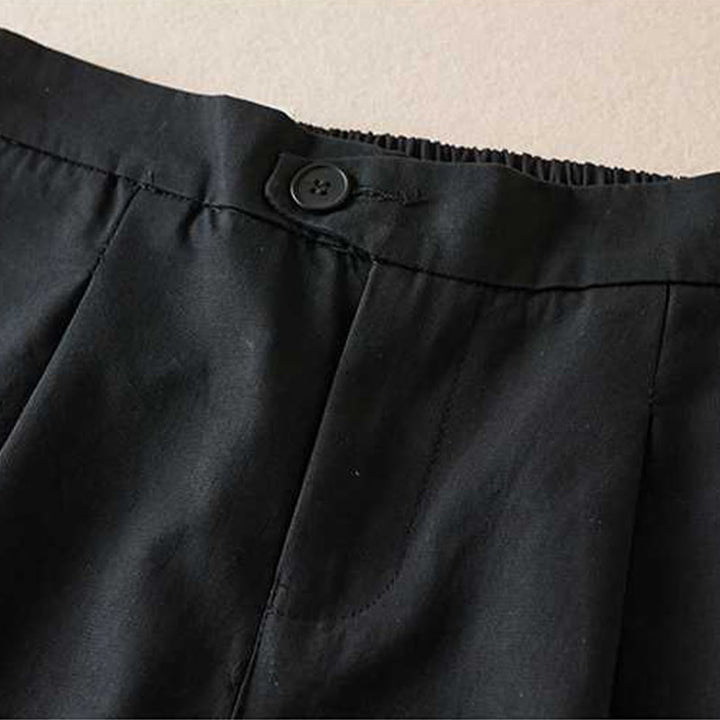 Short d'été Buddha Stones en coton et lin uni avec fermeture éclair et poches pour femme