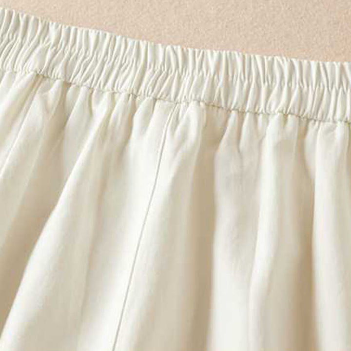 Short d'été Buddha Stones en coton et lin uni avec fermeture éclair et poches pour femme