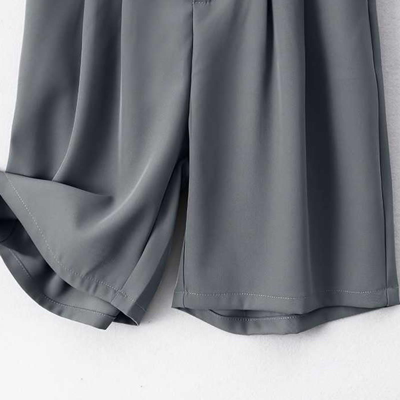 Short d'été décontracté en coton et lin avec poches pour femme, style Buddha Stones, avec fermeture éclair et boutons - image 1