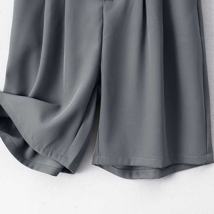 Short d'été décontracté en coton et lin avec poches pour femme, style Buddha Stones, avec fermeture éclair et boutons - image 1