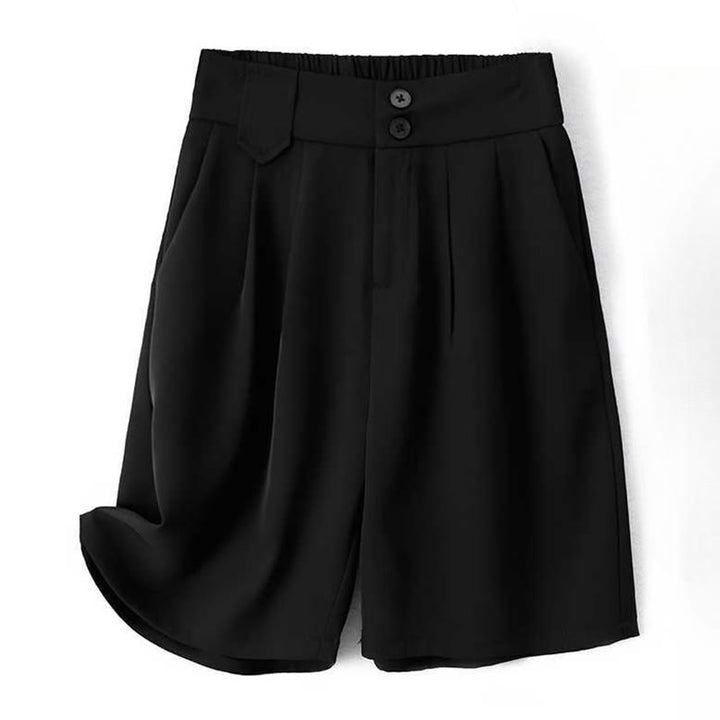 Short d'été décontracté en coton et lin avec poches pour femme, style Buddha Stones, avec fermeture éclair et boutons