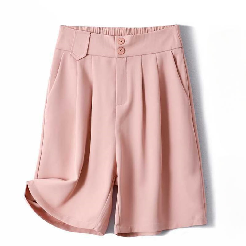 Short d'été décontracté en coton et lin avec poches pour femme, style Buddha Stones, avec fermeture éclair et boutons