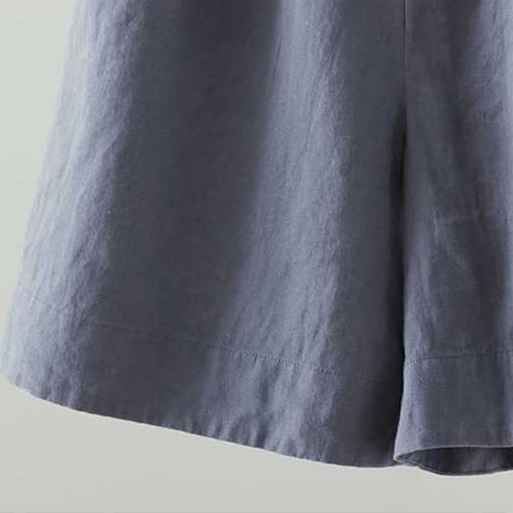 Short d'été décontracté en fibre acrylique avec poches et boutons en forme de grenouille, couleur unie, style décontracté, Buddha Stones